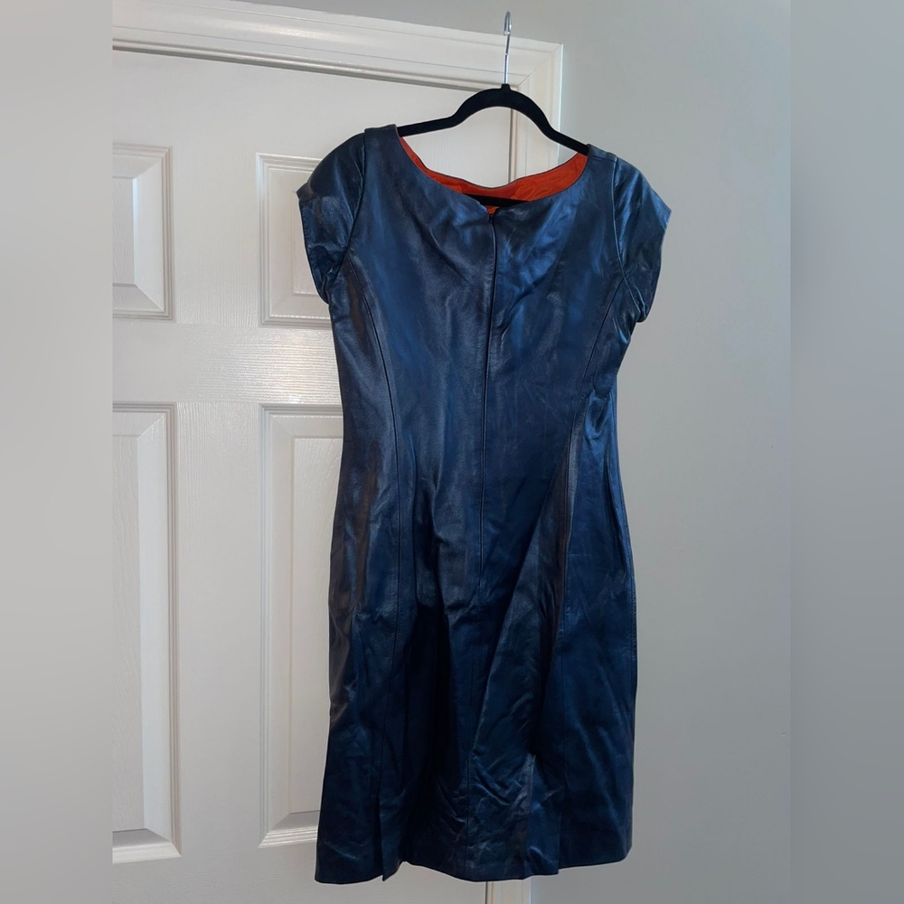 Navy blue leather dress